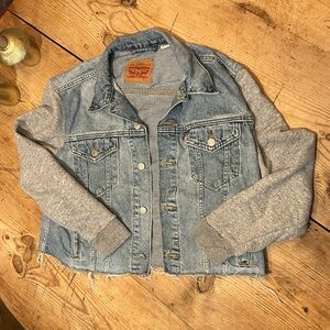 Levi's Hybrid Trucker Jacket Denim and Gray Large
